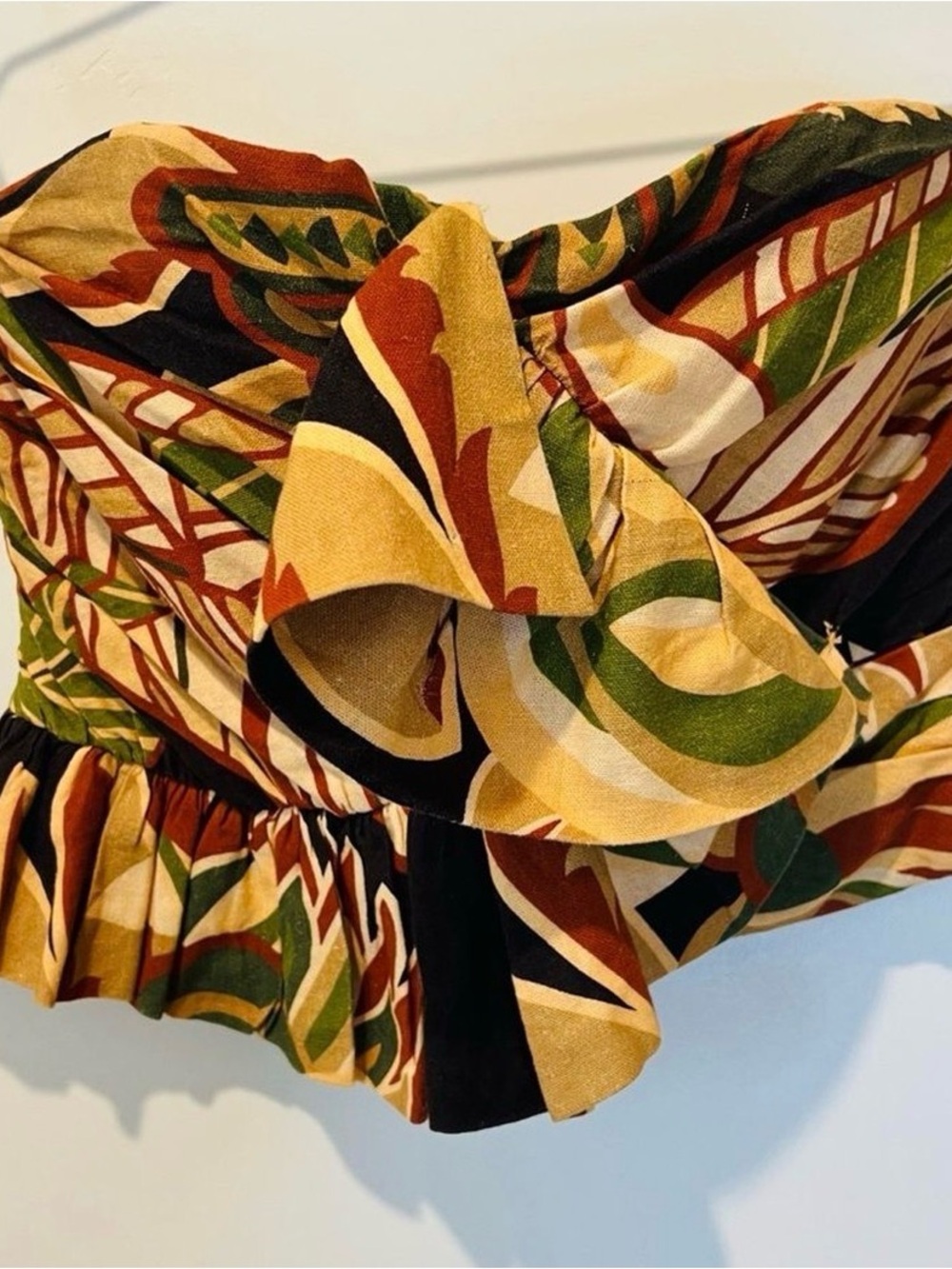 Zara Small Strapless Havana Vacay Print Top Influencer Item